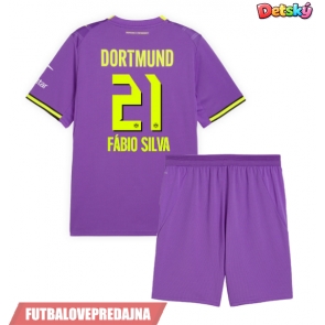 Lacne Dětský Futbalové dres Borussia Dortmund Fabio Silva #21 2026-27 Krátky Rukáv - Tretina (+ trenírky)